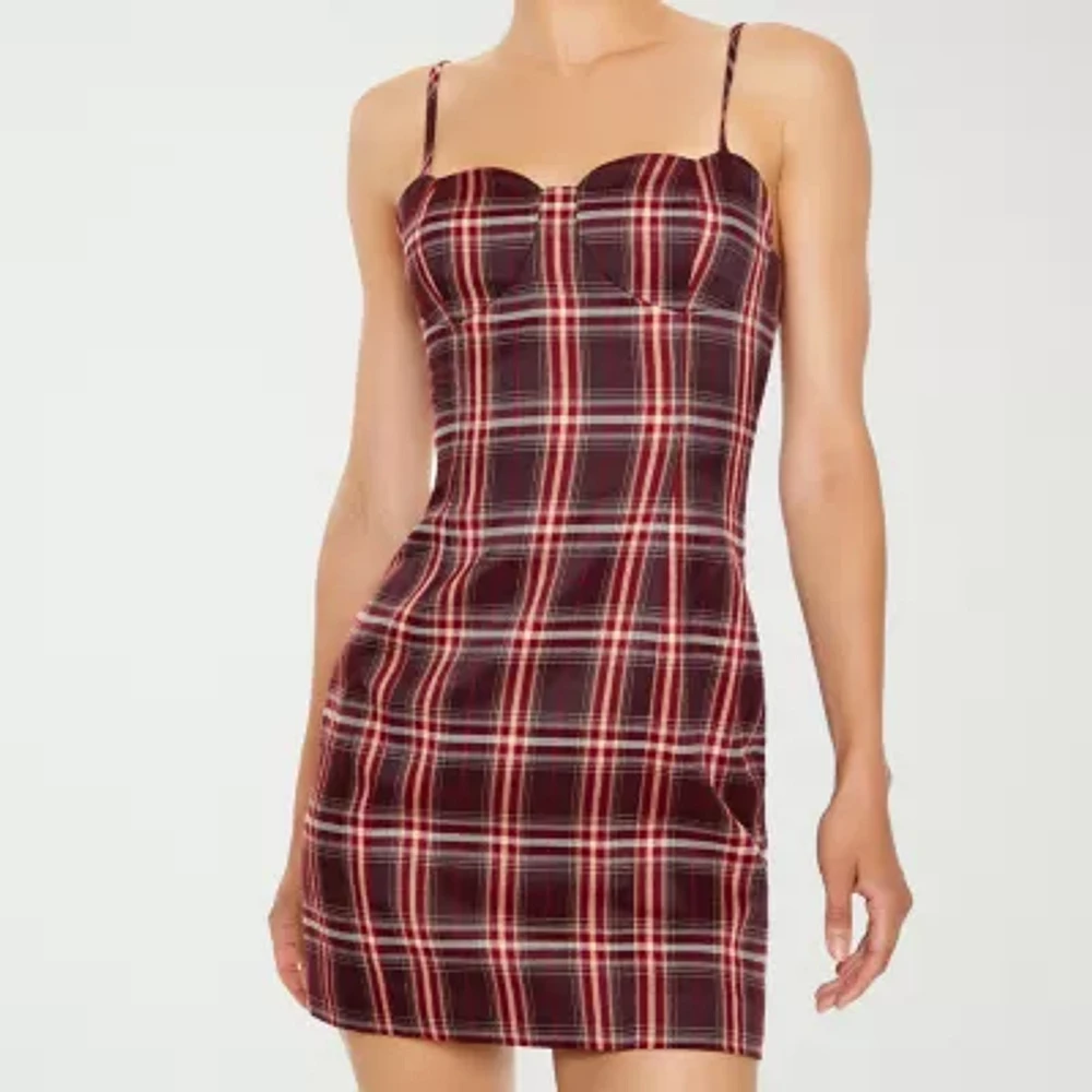 Forever 21 Heart Corset Womens Sleeveless Plaid Bodycon Dress Juniors