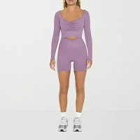 Forever 21 Seamless Womens Scoop Neck Long Sleeve Active Crop Top Juniors
