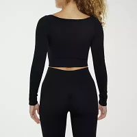 Forever 21 Seamless Womens Scoop Neck Long Sleeve Active Crop Top Juniors