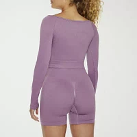 Forever 21 Seamless Womens Scoop Neck Long Sleeve Active Crop Top Juniors