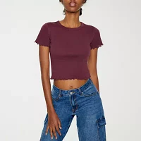 Forever 21 Womens Crew Neck Short Sleeve Crop Top Juniors