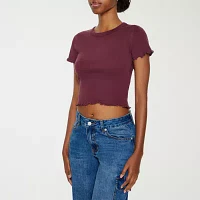 Forever 21 Womens Crew Neck Short Sleeve Crop Top Juniors