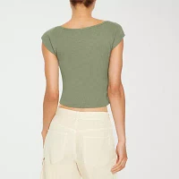 Forever 21 Womens U Neck Short Sleeve Crop Top Juniors