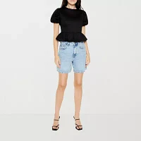 Forever 21 Lace Up Back Womens Crew Neck Short Sleeve Peplum Top Juniors