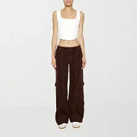 Forever 21 Corduroy Pant Womens Mid Rise Wide Leg Cargo Pant-Juniors