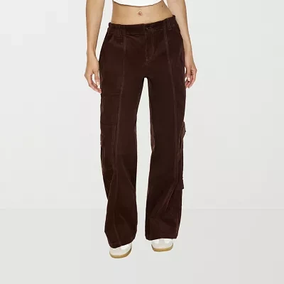 Forever 21 Corduroy Pant Womens Mid Rise Wide Leg Cargo Pant-Juniors