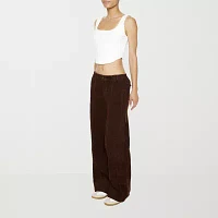 Forever 21 Corduroy Pant Womens Mid Rise Wide Leg Cargo Pant-Juniors