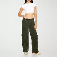 Forever 21 Corduroy Pant Womens Mid Rise Wide Leg Cargo Pant-Juniors