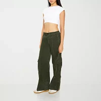 Forever 21 Corduroy Pant Womens Mid Rise Wide Leg Cargo Pant-Juniors