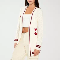 Forever 21 Juniors Womens Long Sleeve Open Front Star Cardigan