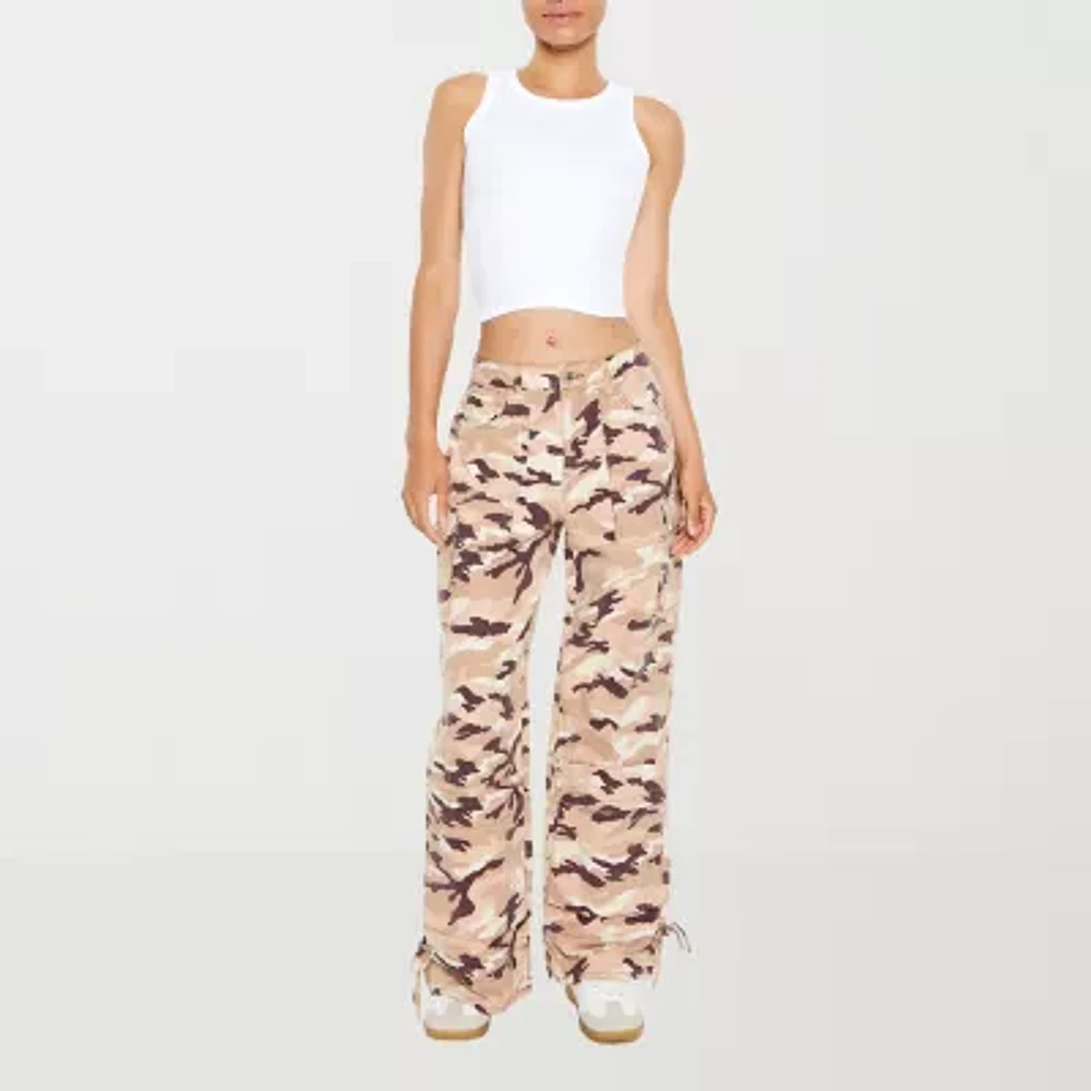 Forever 21 Womens Mid Rise Wide Leg Cargo Pant-Juniors