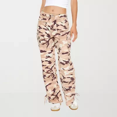 Forever 21 Womens Mid Rise Wide Leg Cargo Pant-Juniors