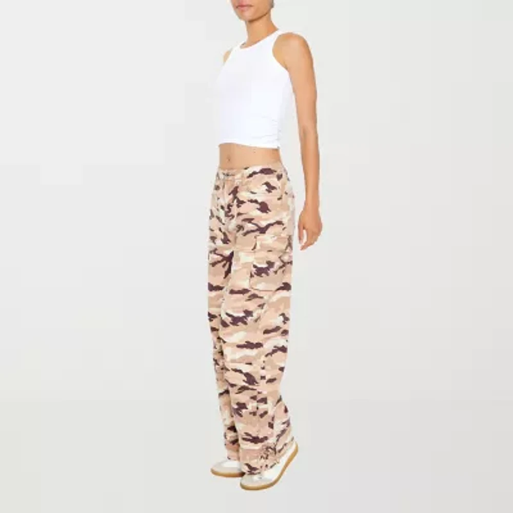 Forever 21 Womens Mid Rise Wide Leg Cargo Pant-Juniors