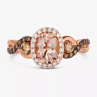 Le Vian® Ring featuring 7/8 CT. Peach Morganite™ 3/8 Chocolate Diamonds® 1/6 Nude Diamonds™ set 14K Strawberry Gold®