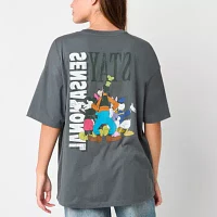 Juniors Oversized Tee Womens Crew Neck Short Sleeve Mickey and Friends Graphic T-Shirt