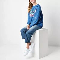 Juniors Womens Crew Neck Long Sleeve Stitch Sweatshirt