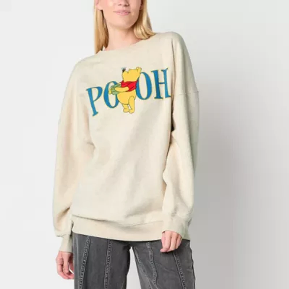 Juniors Womens Crew Neck Long Sleeve Winnie The Pooh Sweatshirt