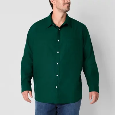 St. John's Bay Performance Oxford Big and Tall Mens Classic Fit Long Sleeve Button-Down Shirt