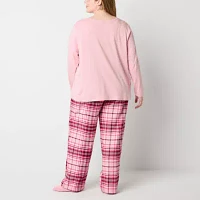 Liz Claiborne Womens Plus Long Sleeve 4-pc. Pant Pajama Set