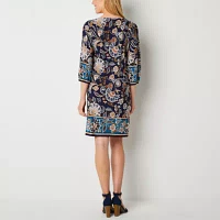 R & K Originals 3/4 Sleeve Puff Print Shift Dress