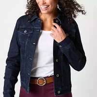 Liz Claiborne Midweight Denim Womens Tall Jacket