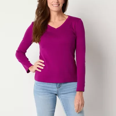 Liz Claiborne Womens Tall V Neck Long Sleeve T-Shirt