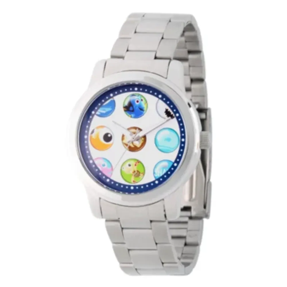 Disney Finding Dory Finding Nemo Womens Silver Tone Stainless Steel Bracelet Watch Wds000354