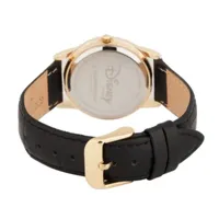 Disney Minnie Mouse Womens Black Leather Strap Watch Wds000410