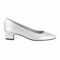 Easy Street Womens Prim Pointed Toe Block Heel Pumps