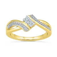 Womens 1/5 CT. Natural White Diamond 10K Gold Cocktail Ring