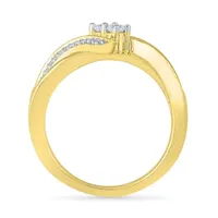 Womens 1/5 CT. Natural White Diamond 10K Gold Cocktail Ring