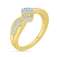 Womens 1/5 CT. Natural White Diamond 10K Gold Cocktail Ring