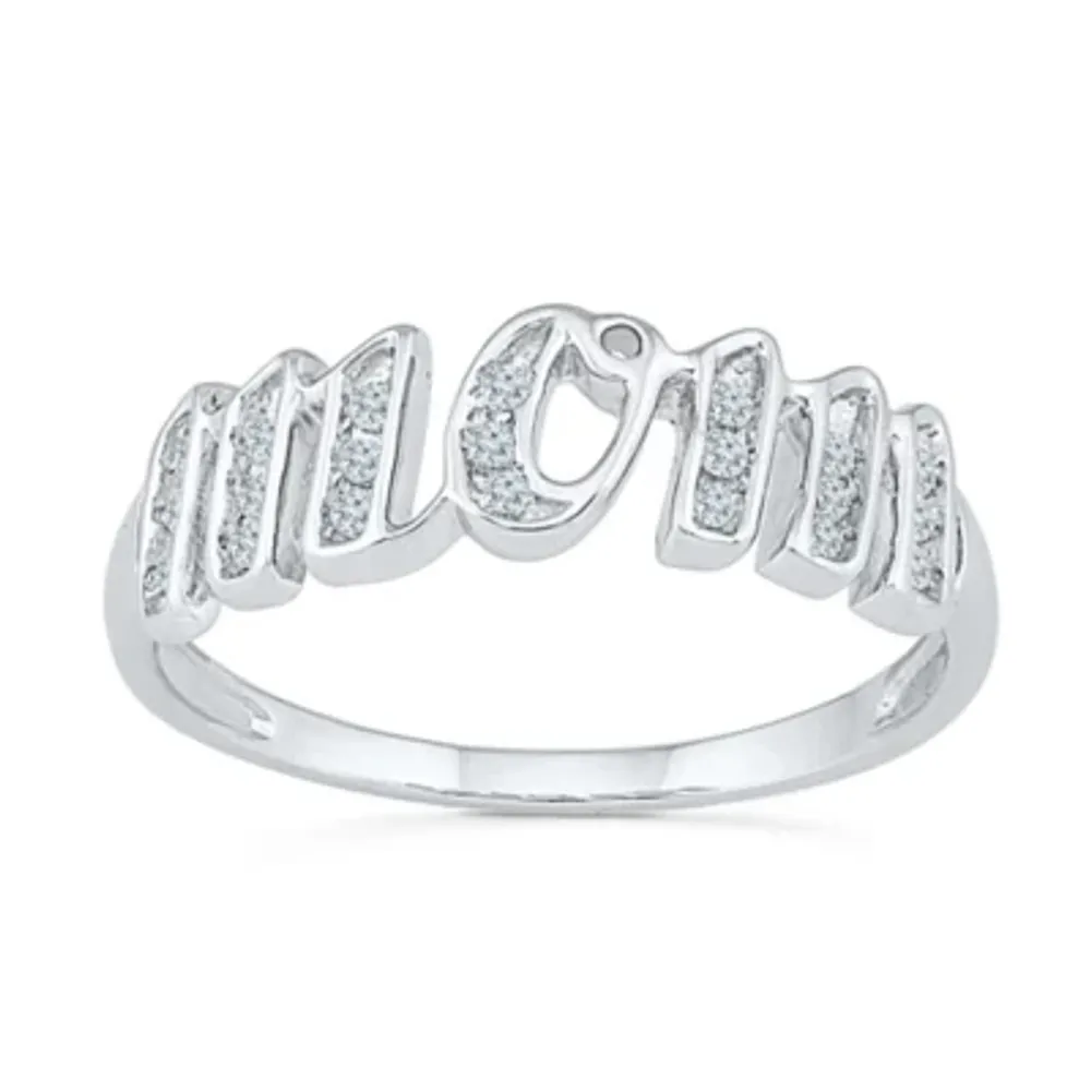 Mom" 2MM 1/ CT. T.W. Natural White Diamond 10K Gold Band