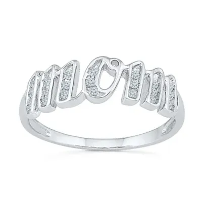 Mom" 2MM 1/ CT. T.W. Natural White Diamond 10K Gold Band