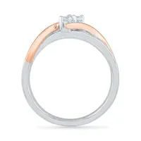 Womens 1/4 CT. T.W. Natural White Diamond 10K Gold Bypass  Cocktail Ring