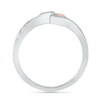 "Mom" 2MM Diamond Accent Natural White 10K Gold Heart Band