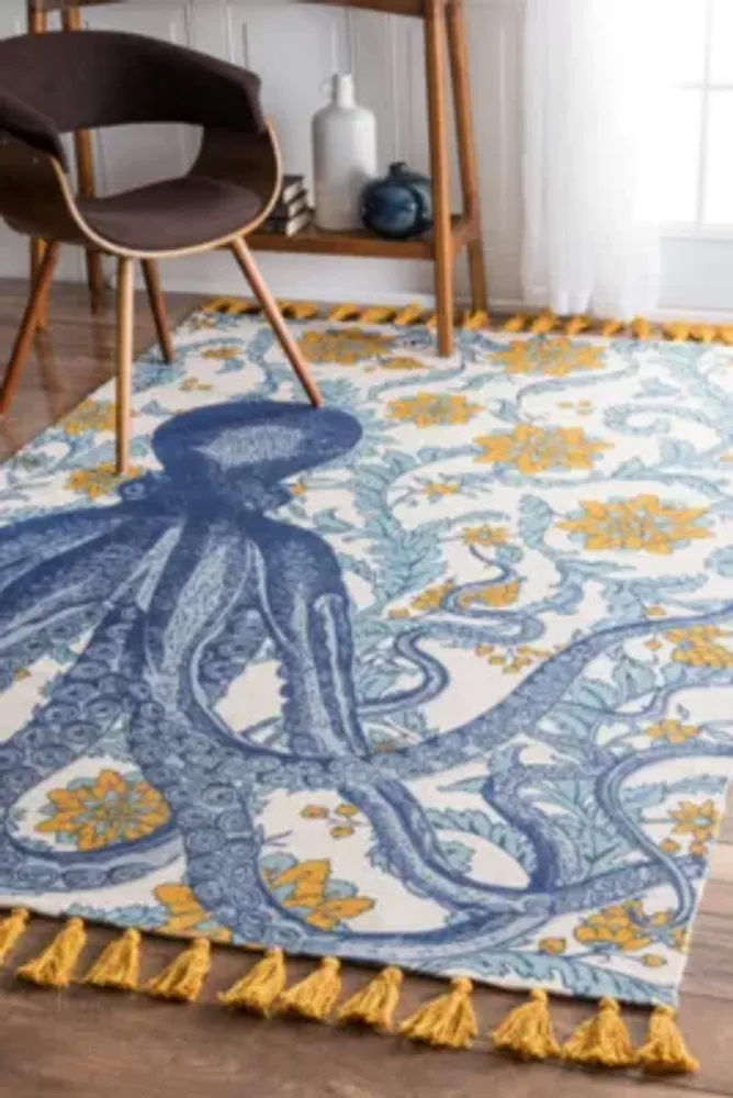 nuLoom Thomas Paul Flatweave Cotton Octopus Rug