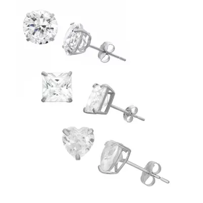 Lab Created White Sapphire Sterling Silver 6mm Stud Earrings