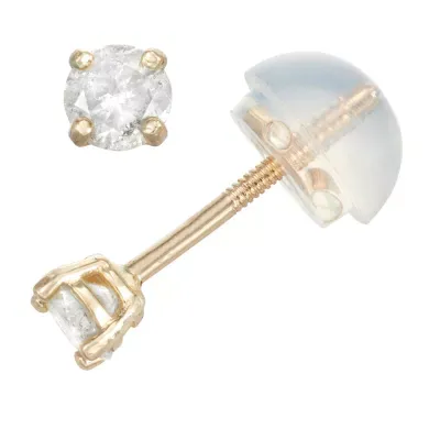 1/5 CT. Natural White Diamond 14K Gold 3mm Round Stud Earrings