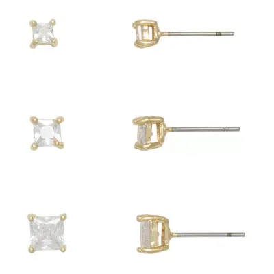 Mixit Hypoallergenic Gold Tone Stud 3 Pair Earring Set