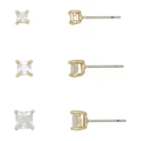 Mixit Hypoallergenic Gold Tone Stud 3 Pair Earring Set