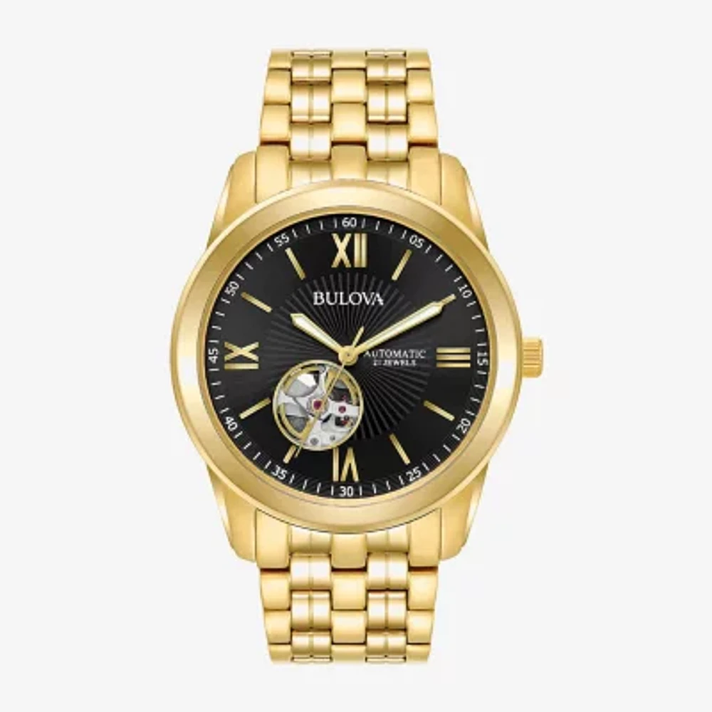 Bulova Classic Mens Automatic Gold Tone Stainless Steel Bracelet Watch 97a132