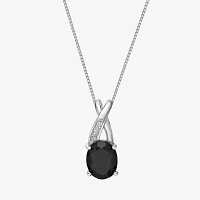 Womens Genuine Black Onyx Sterling Silver Oval Pendant Necklaces