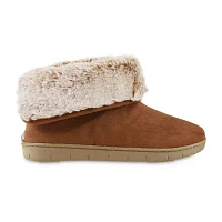 Isotoner Recycled Microsuede And Fur Womens Bootie Slippers