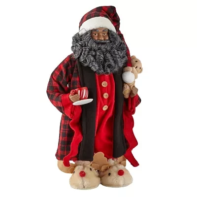 North Pole Trading Co. 18in Pj African American Santa Figurine