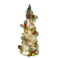 North Pole Trading Co. 12in Santa Lodge Berry Cone Christmas Tabletop Tree