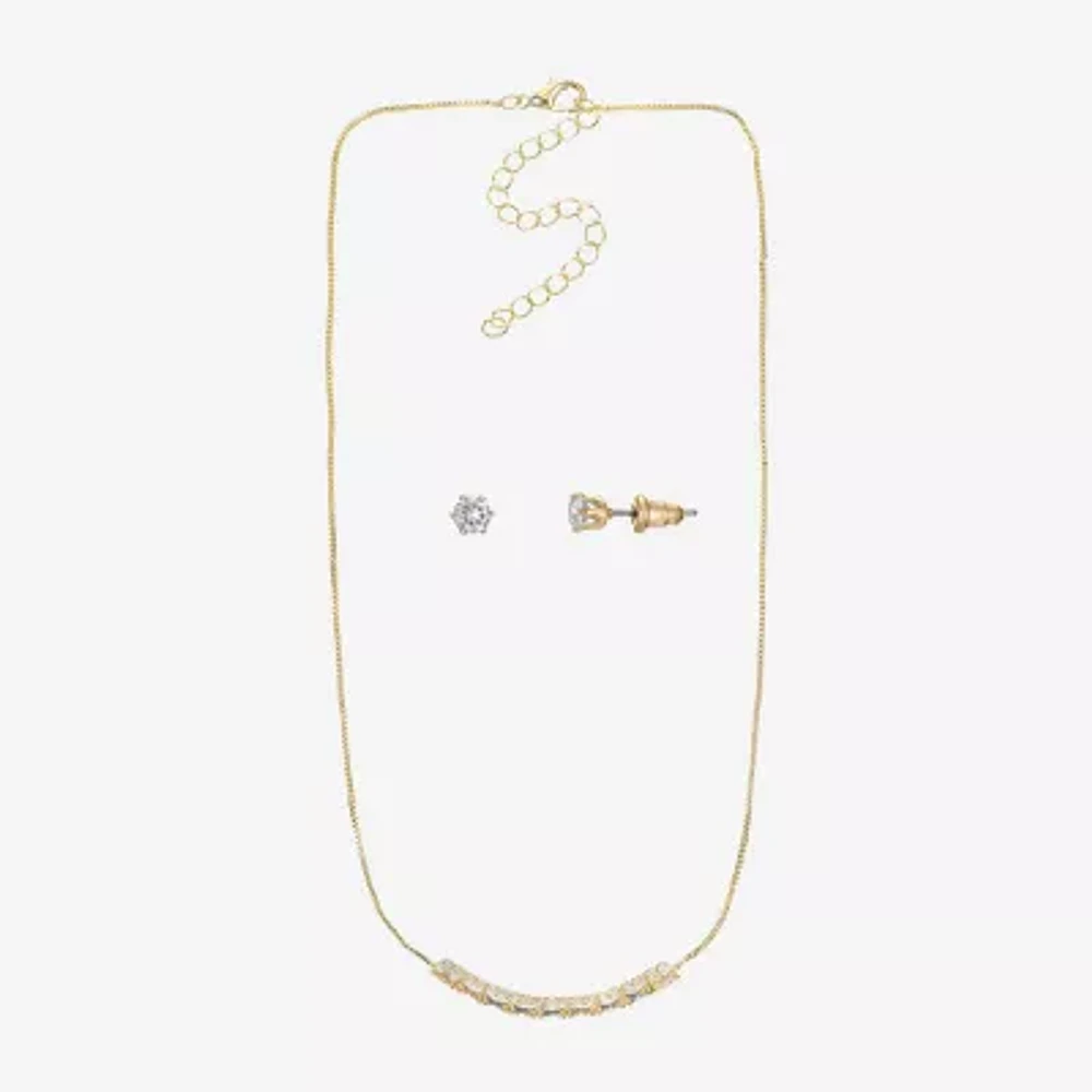Sparkle Allure Womens Cubic Zirconia 14K Gold Over Brass 2-pc. Jewelry Set