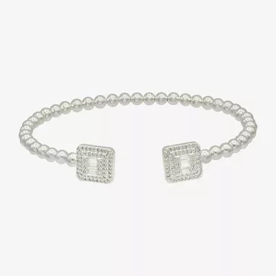 Sparkle Allure Cubic Zirconia Pure Silver Over Brass Square Cuff Bracelet