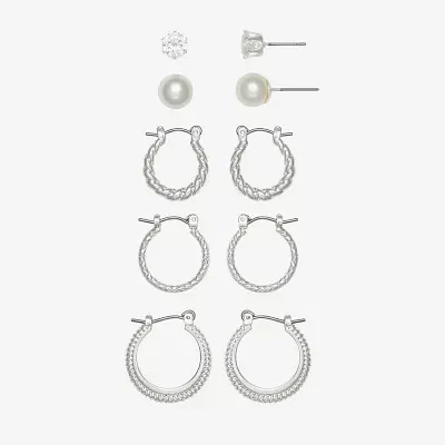 Mixit Hypoallergenic 5 Pair Simulated Pearl Round Earring Set