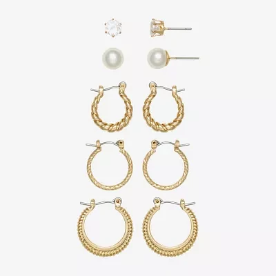 Mixit Hypoallergenic 5 Pair Simulated Pearl Round Earring Set